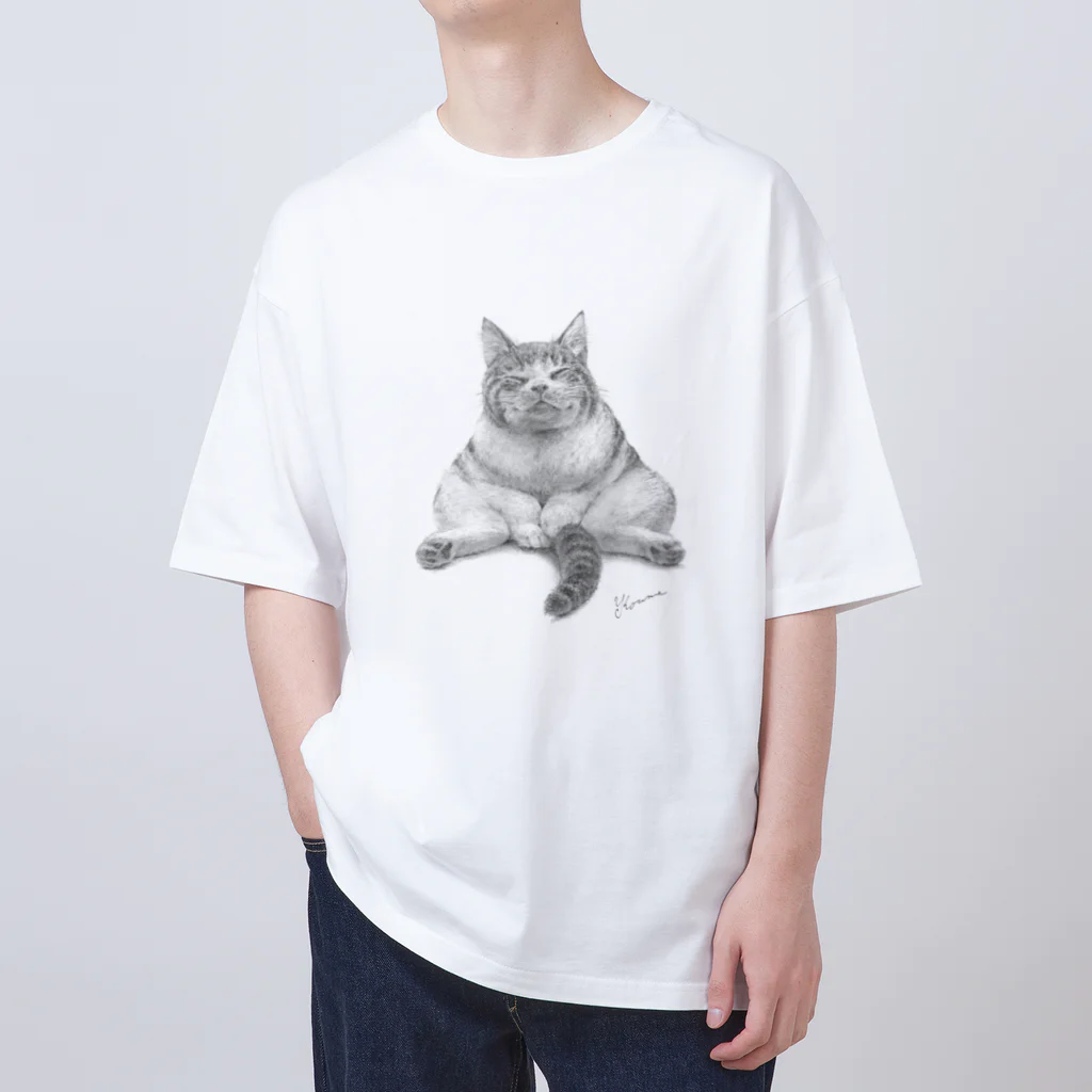 こうめ屋のトラ猫　ふみふみさん　フミフミ猫　丸顔　笑顔猫 オーバーサイズTシャツ