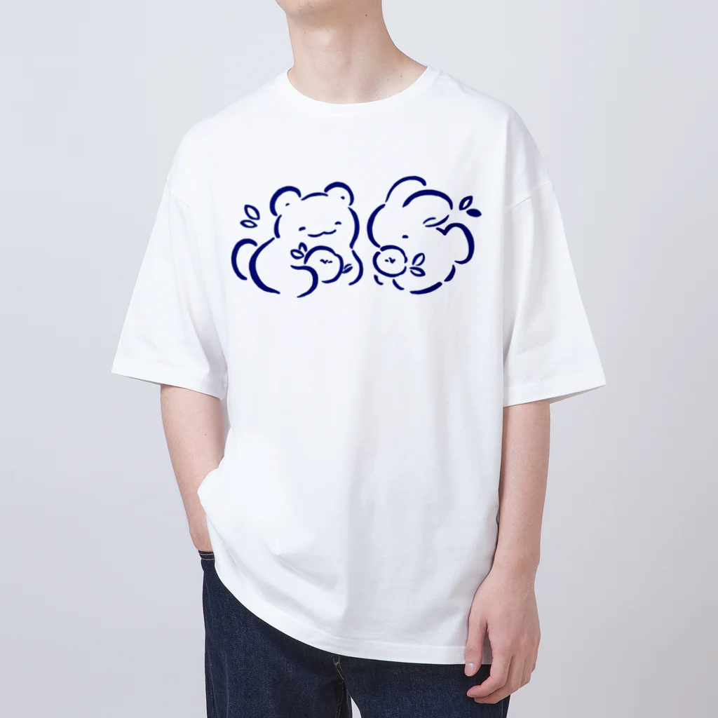 いさきのれいなのくまとうさぎと花々 オーバーサイズTシャツ