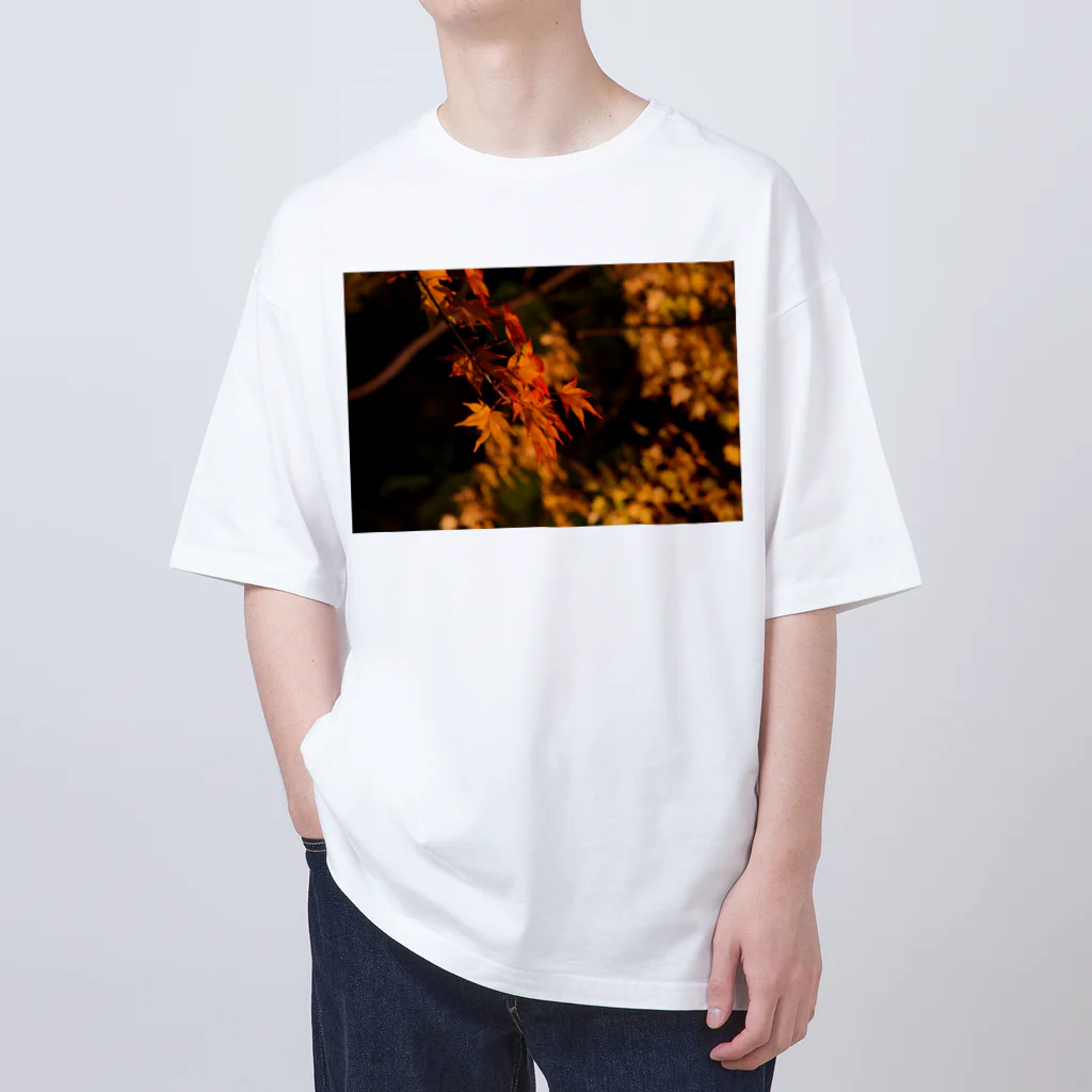 nokkccaのライトアップ紅葉 - Japanese maple(night shot) - オーバーサイズTシャツ