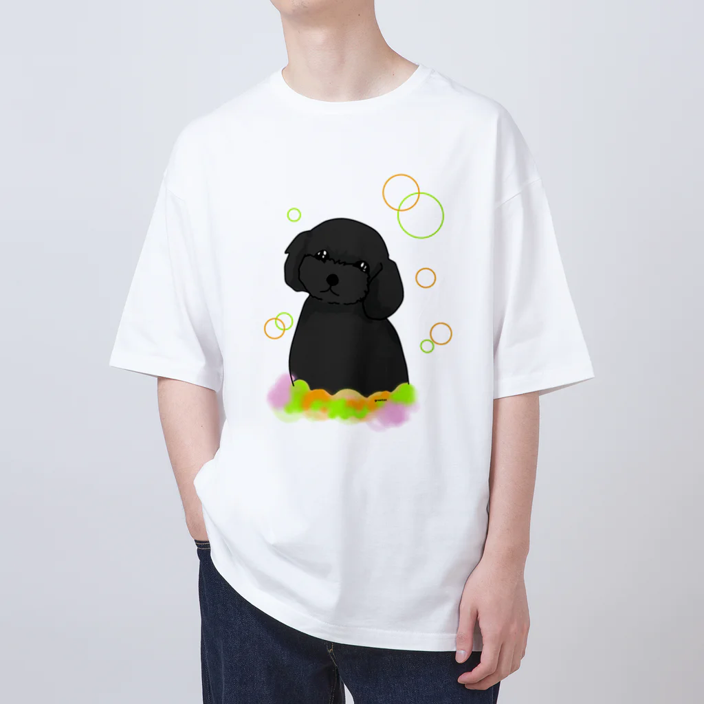 greetenの黒トイプードル　癒し犬 オーバーサイズTシャツ