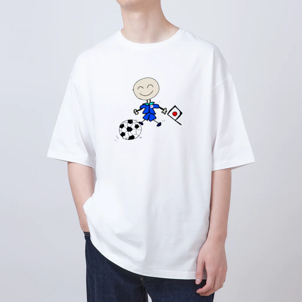 豆太郎と豆姫(まめこ)のサッカー代表の豆太郎 オーバーサイズTシャツ