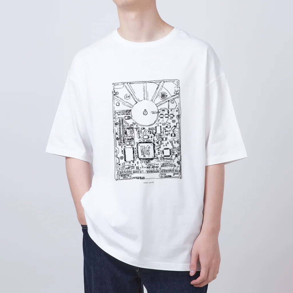 drawing_no_goodsのinner world_blackprint オーバーサイズTシャツ