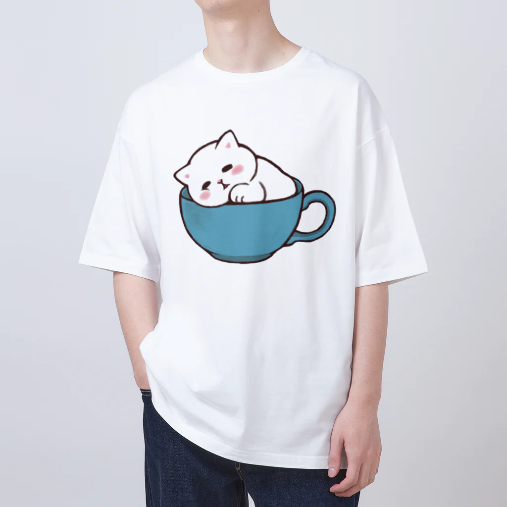 ふわにゃんshopのすやすや(ホワイト) オーバーサイズTシャツ