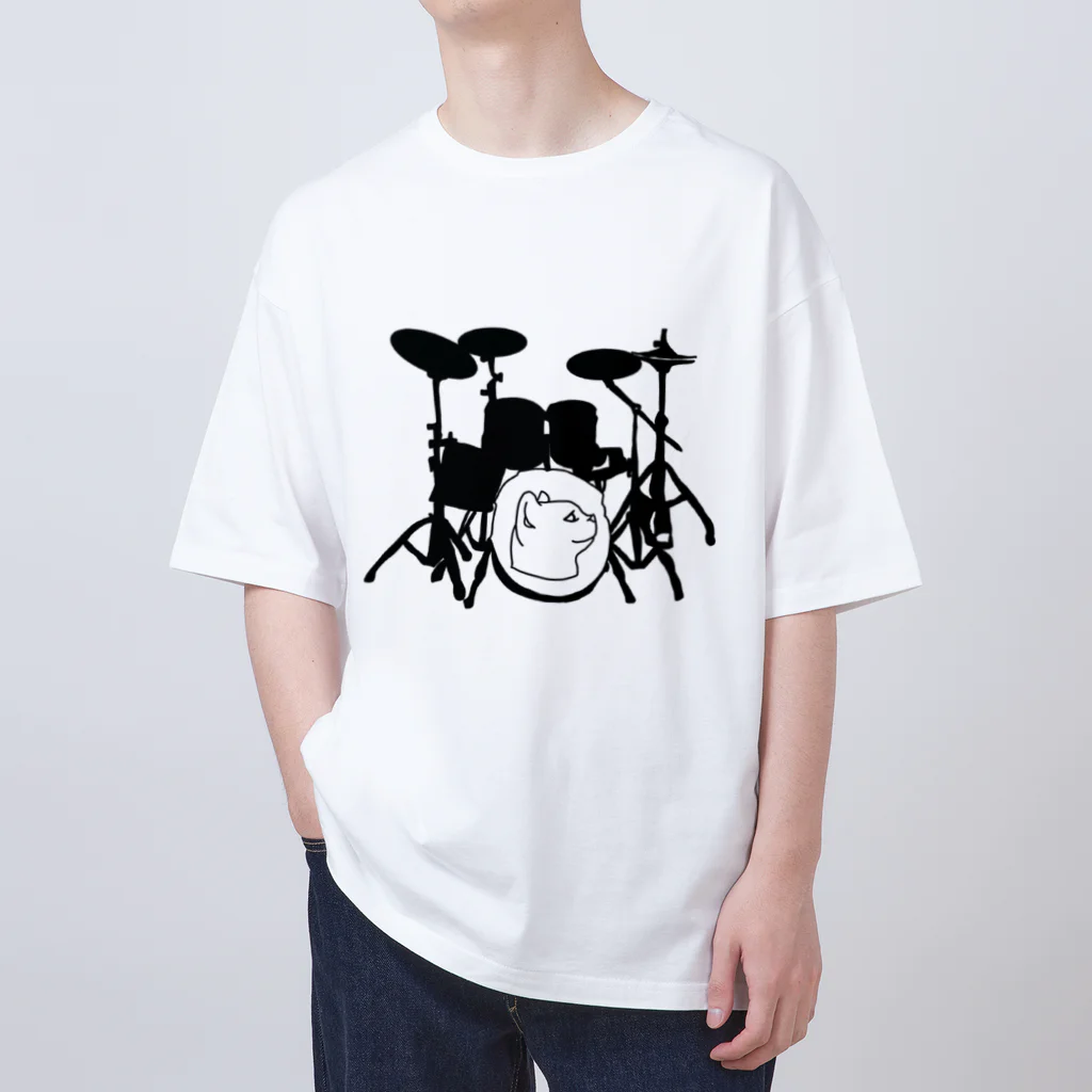 ロジローのドラム(ネコ)黒 オーバーサイズTシャツ