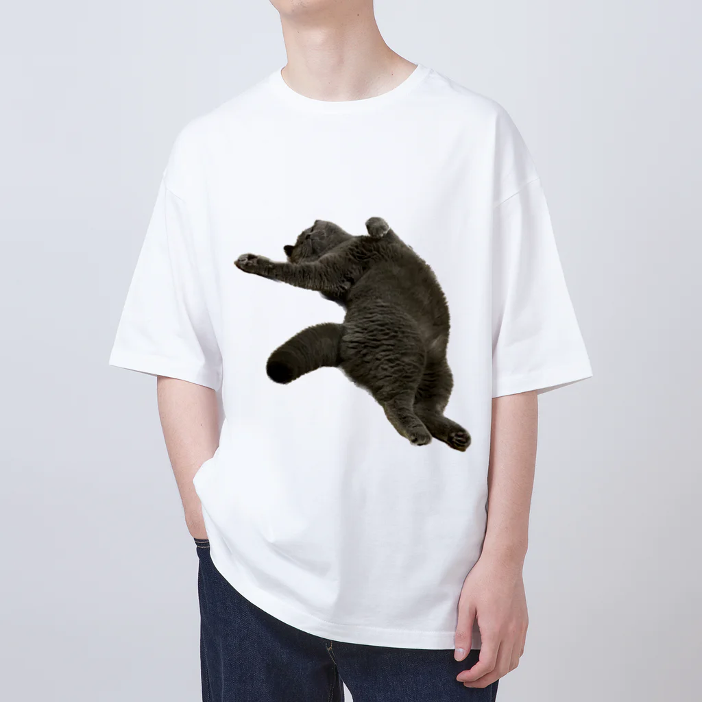 むっちり猫のむっちり丸のお腹ぽっこりむっちり丸 オーバーサイズTシャツ