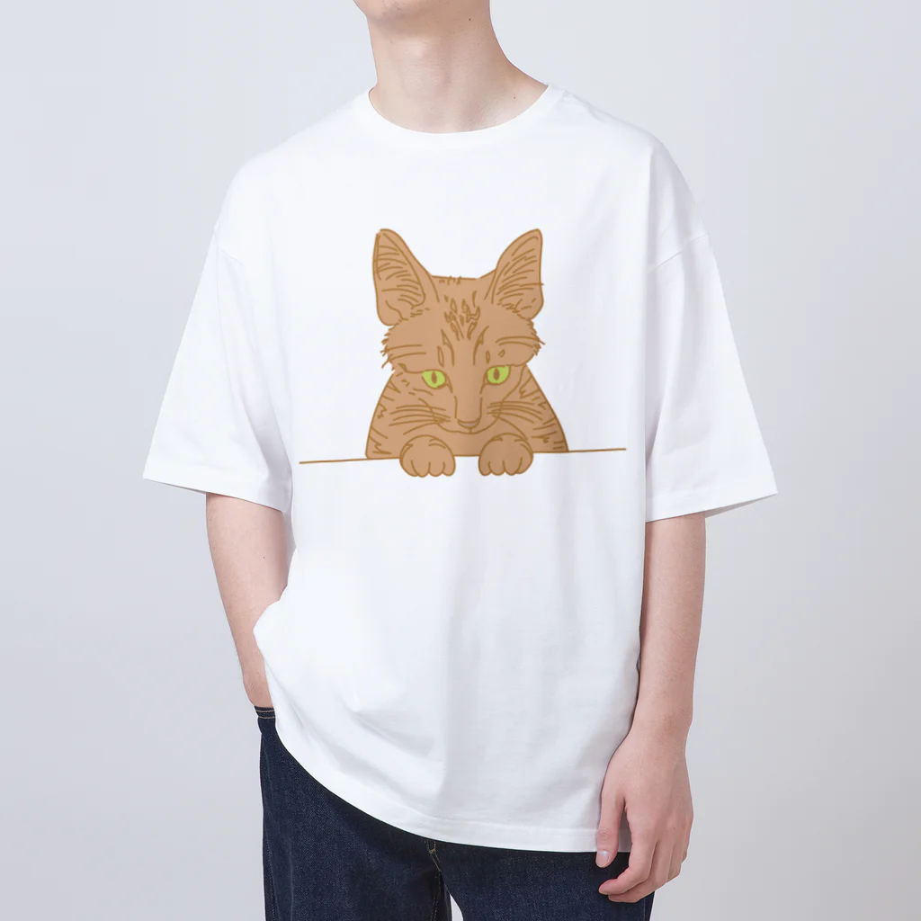 cuchito cuchitoのひょっこり顔出し猫　茶トラ オーバーサイズTシャツ