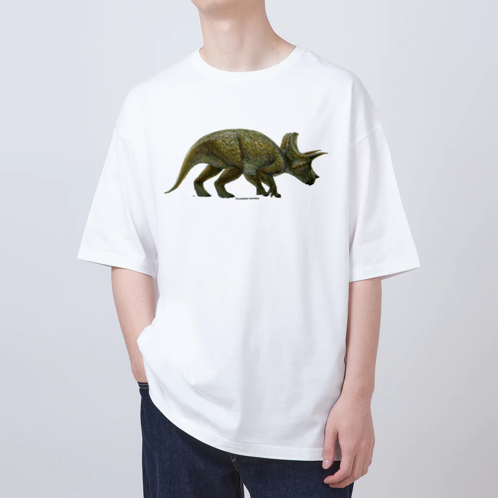 segasworksのTriceratops horridus(トリケラトプス ・ホリドゥス)着彩画 オーバーサイズTシャツ