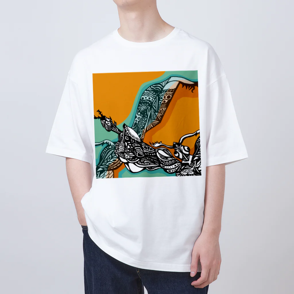 カマキリアートのオレンジカマキリ Oversized T-Shirt