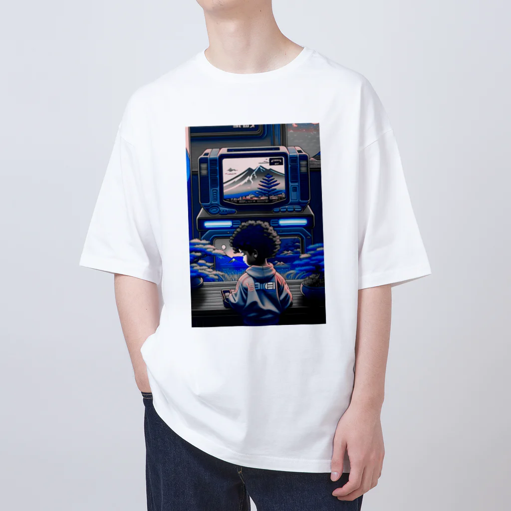 マッケンデジタルワールドのネオ浮世絵盆栽：サイバーパンクアーケードアドベンチャー for オタク Oversized T-Shirt