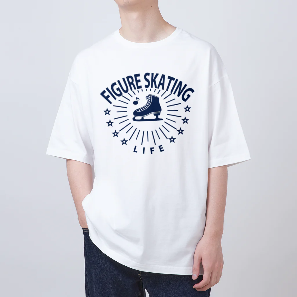 sports_tower スポーツタワーのフィギュアスケート・星・figure skating・グッズ・デザイン・フィギアスケート・#Tシャツ・ステップ・スピン・ジャンプ・スケート靴イラスト・技・男子・女子・かっこいい・かわいい・アイスダンス オーバーサイズTシャツ