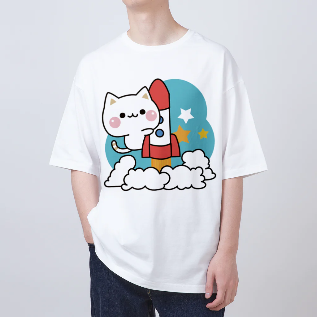 DECORの気づかいのできるネコ　ロケットver. Oversized T-Shirt