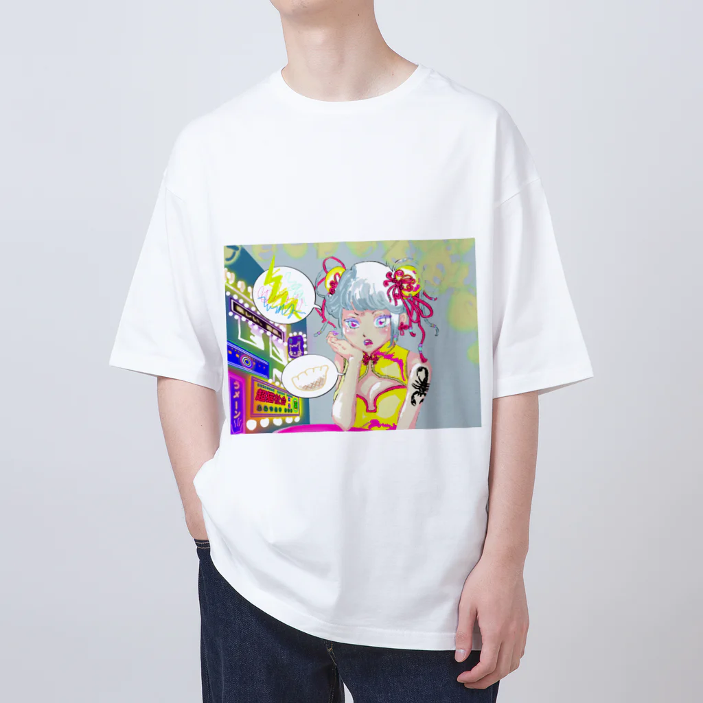 nekoshima-nekotaの餃子食べたいガール オーバーサイズTシャツ