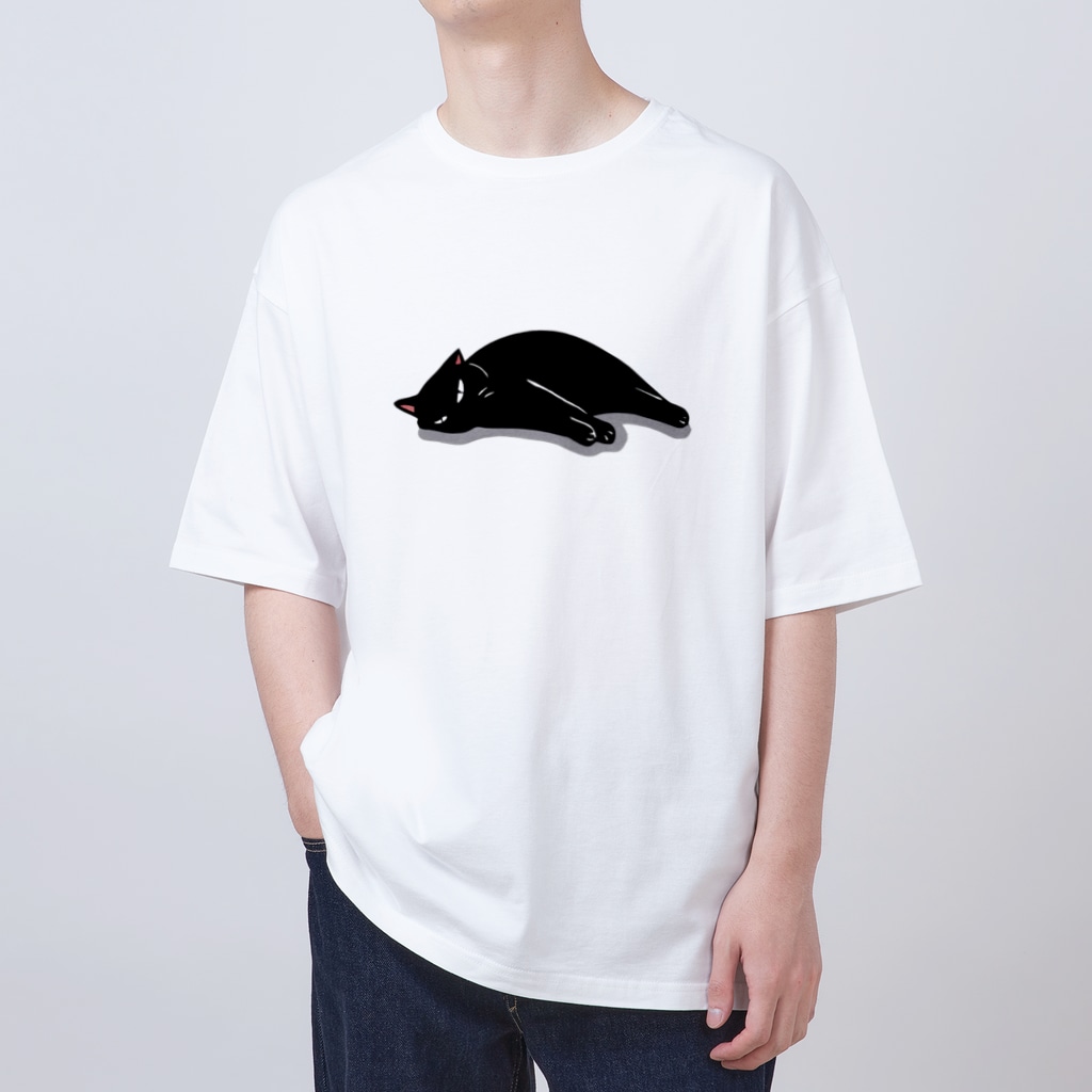 まつり猫ショップの無気力な黒猫① Oversized T-Shirt