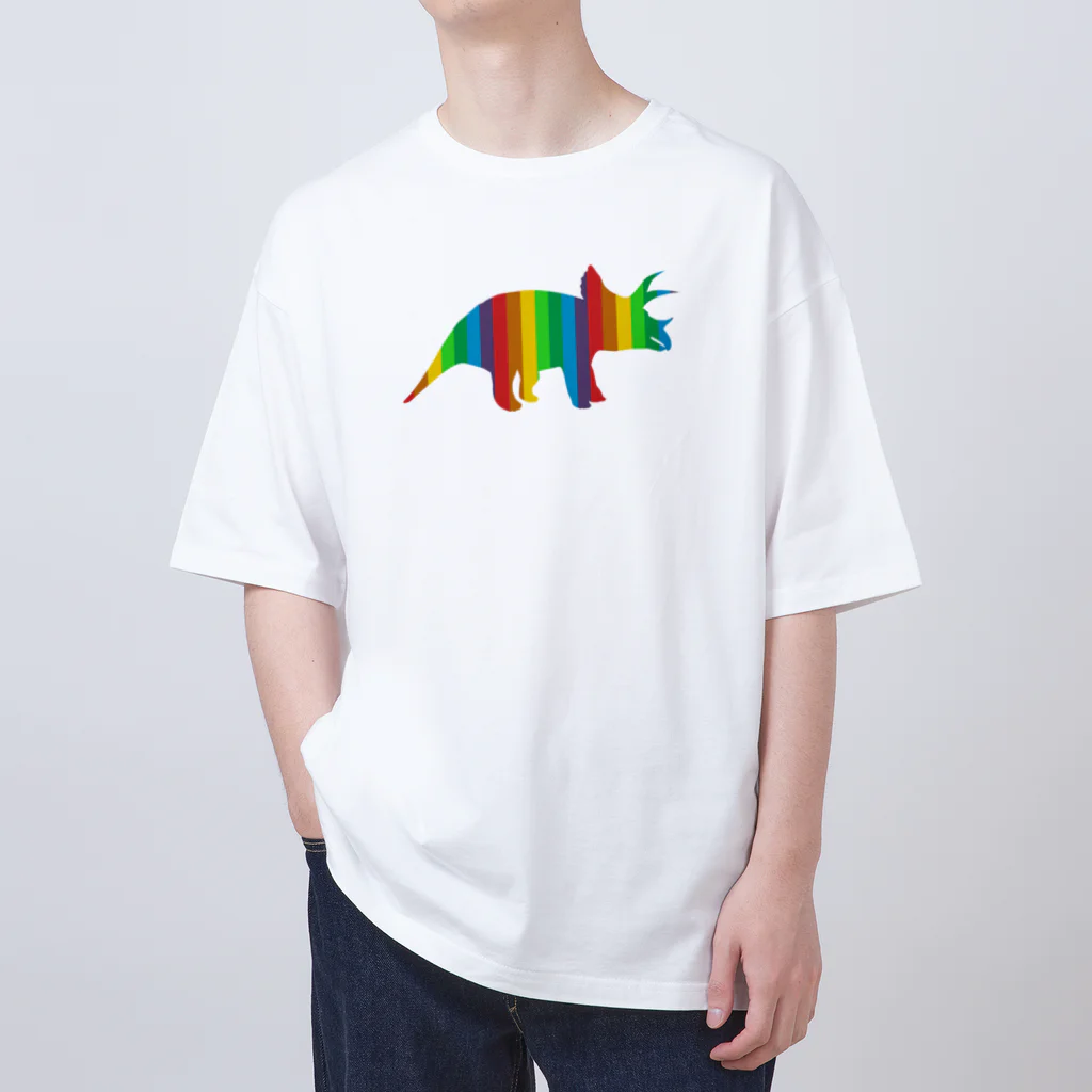 chicodeza by suzuriのカラフルなトリケラトプス Oversized T-Shirt