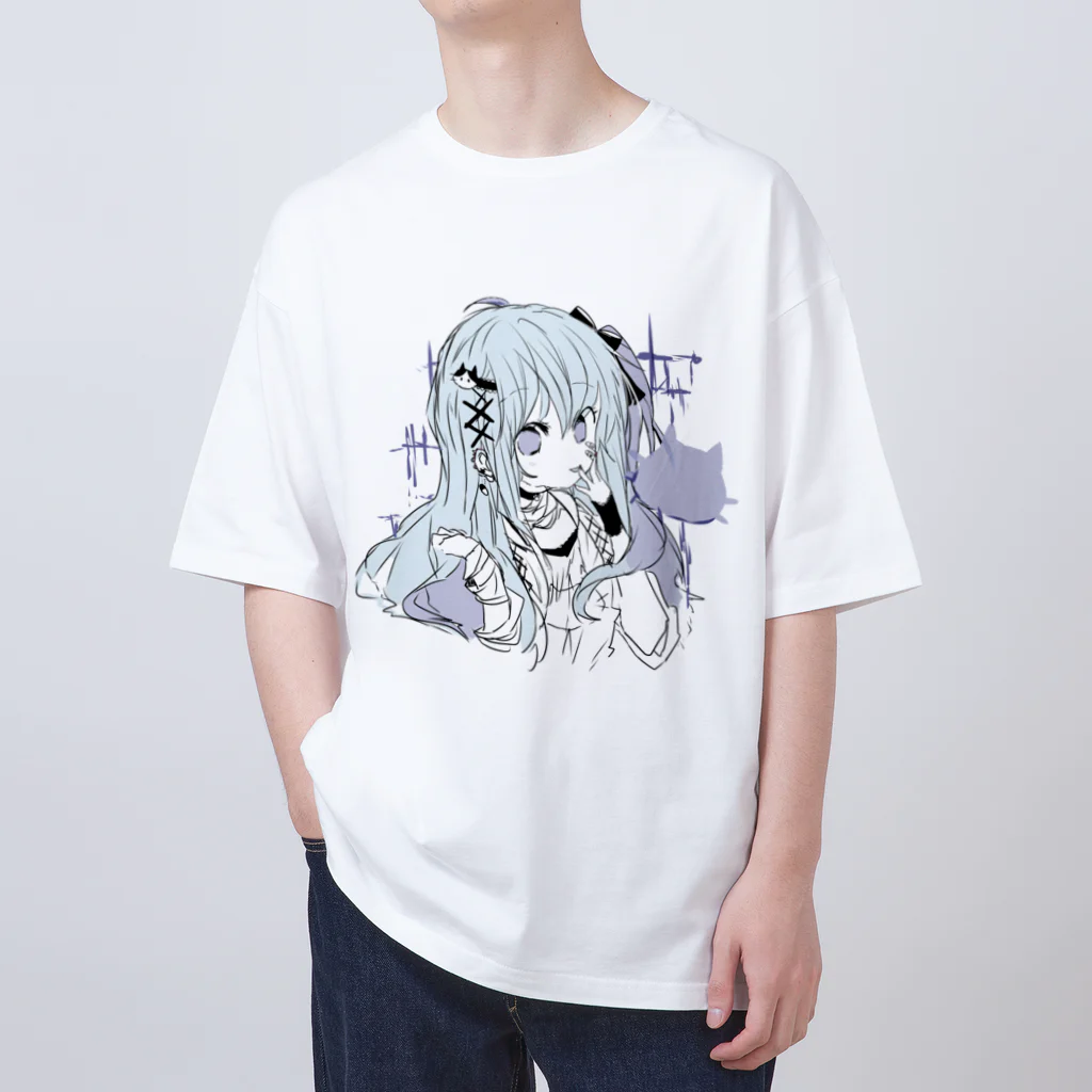 blossomの淡色青紫系女の子 オーバーサイズTシャツ