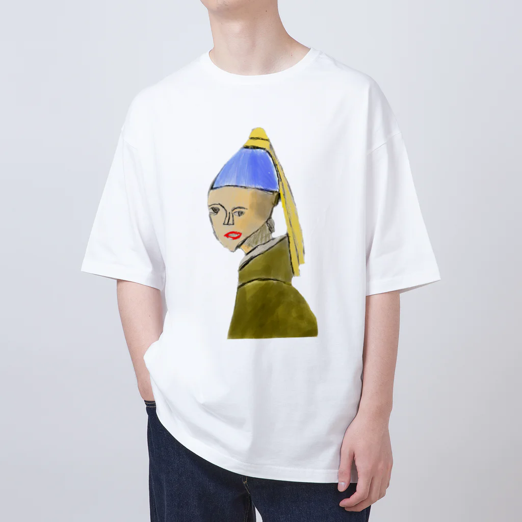 Genart0717のGirl with a pearl earring　フェルメールの真珠の耳飾りの少女 オーバーサイズTシャツ