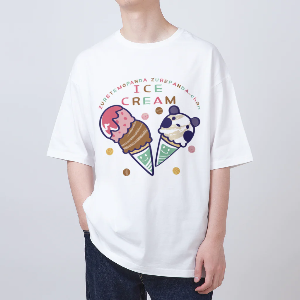 イラスト MONYAAT のズレぱんだちゃんのアイスクリームB Oversized T-Shirt