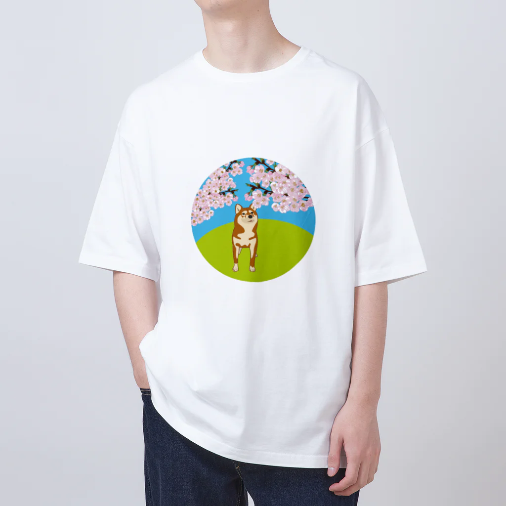 わんらぶの桜道通り行くわんちゃん Oversized T-Shirt