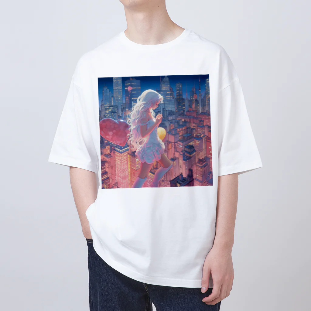 NEON CITYのネオンシティ シリーズ　散歩しましょう　Wandering オーバーサイズTシャツ