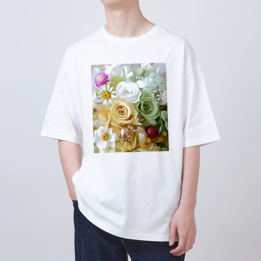 meke flowersのレモンイエローとアップルグリーン オーバーサイズTシャツ