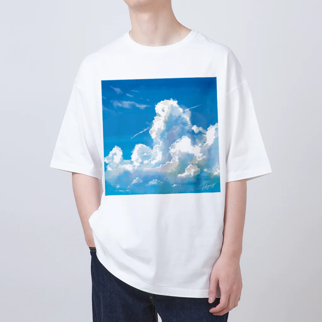 地球屋SUZURI店の青空(ロゴ入り) Oversized T-Shirt