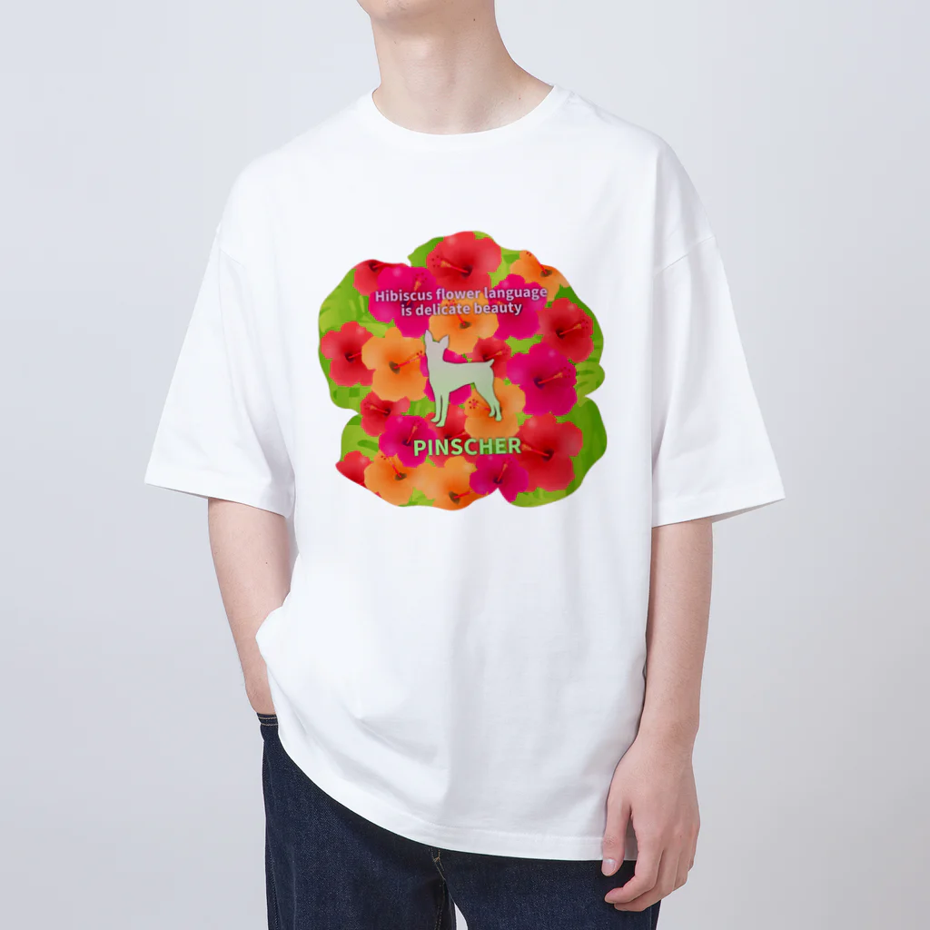 onehappinessのピンシャー　hibiscus　花言葉　onehappiness オーバーサイズTシャツ