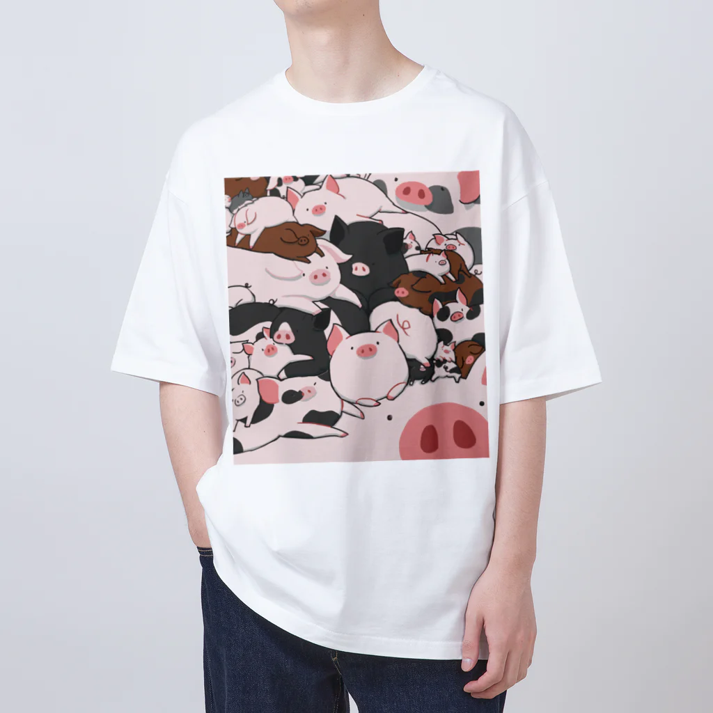 BUTA-CHANsのぶたちゃんず　ぶたまみれイラスト オーバーサイズTシャツ