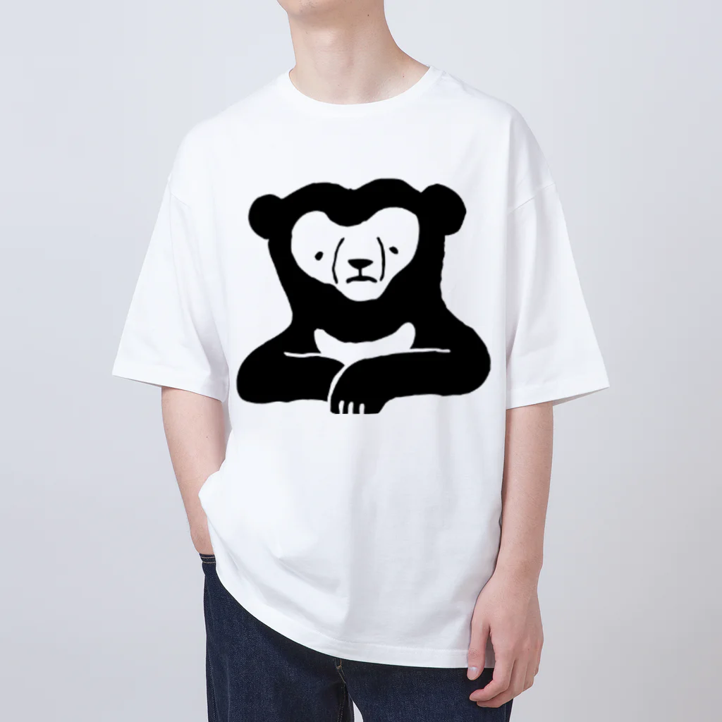 ナラティヴ・ラボ マーケットのくまざわくん（ブラックライン） Oversized T-Shirt