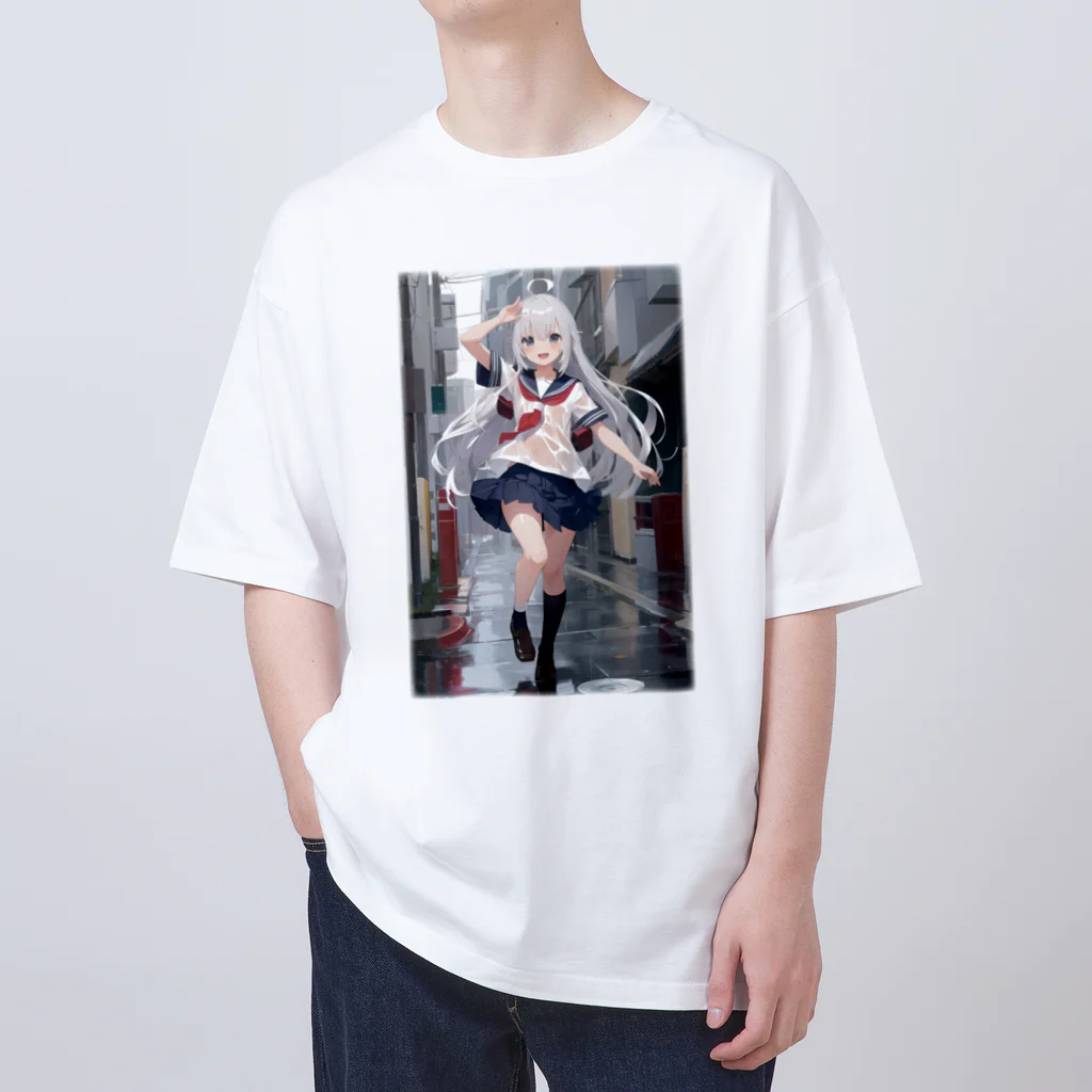 KAZAHANAの雨上がりの少女 オーバーサイズTシャツ