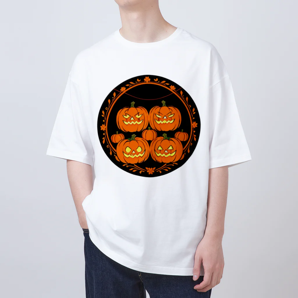 にょんのTシャツ屋さんのかぼちゃのランタンパーティー Oversized T-Shirt