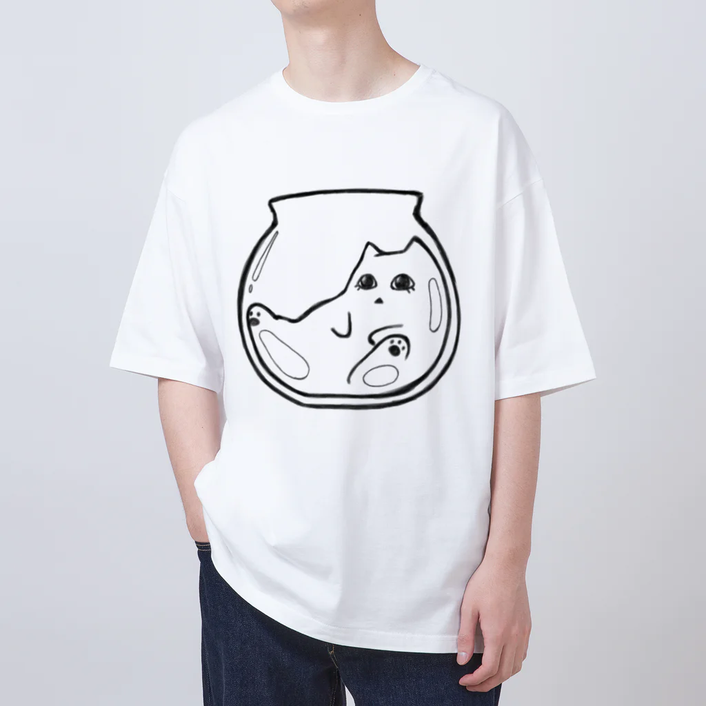 ちーのお店のガラス瓶とねこ Oversized T-Shirt