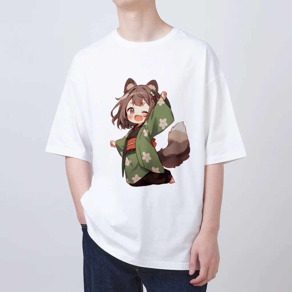 jai-to-anのたぬっぺ (Tanuppe) ver.1　狸の神様、たぬき、タヌキ オーバーサイズTシャツ