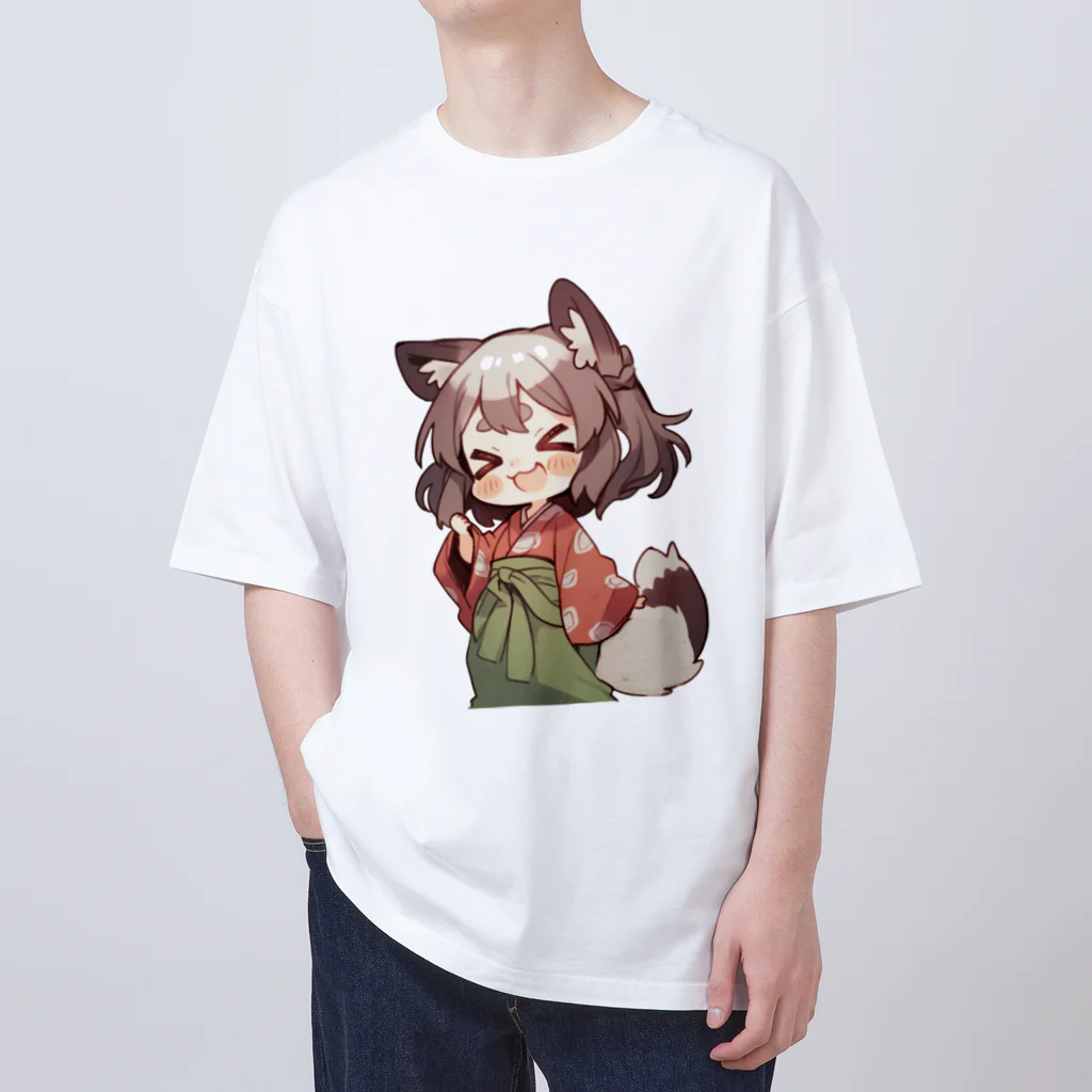 jai-to-anのたぬっぺ (Tanuppe) ver.2　狸の神様、たぬき、タヌキ オーバーサイズTシャツ