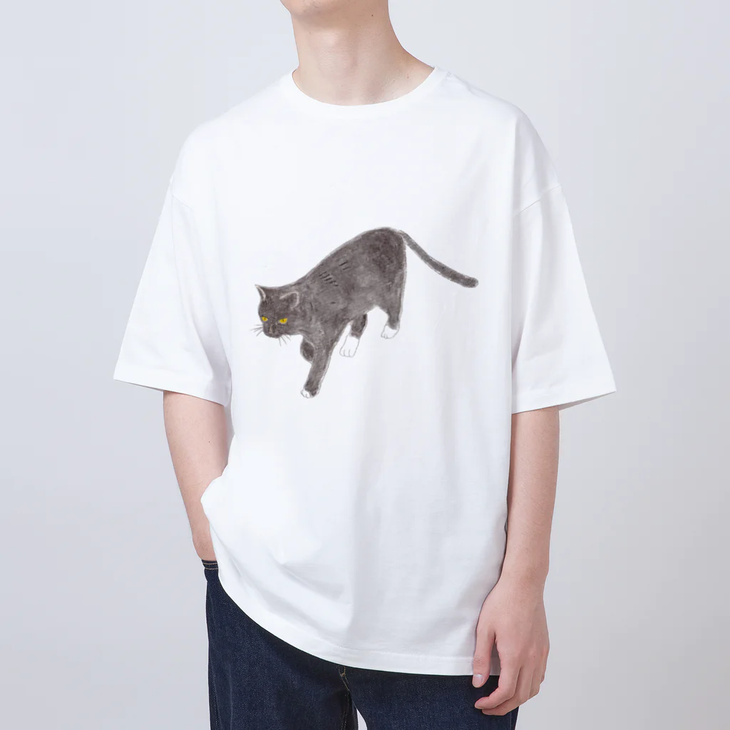 森の中のある日の黒猫ちゃん オーバーサイズTシャツ