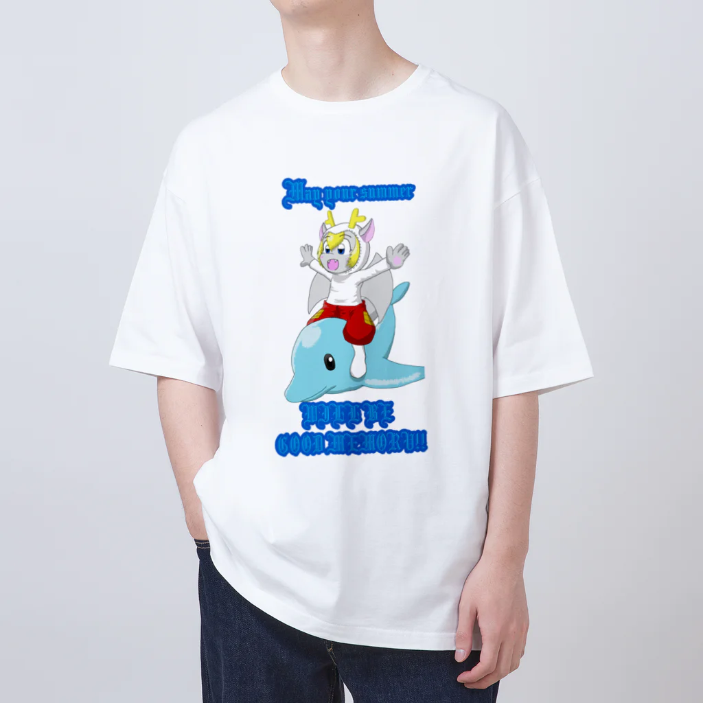 ホワイトドラゴン　タイトくん💙のあなたの夏がいい思い出になりますように オーバーサイズTシャツ