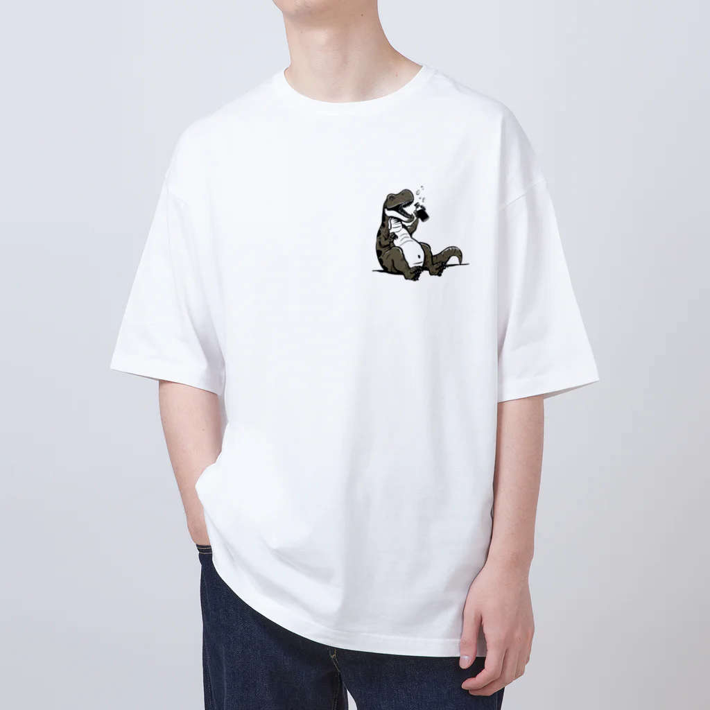 HeyHey Marketのなにかを飲んでる恐竜 Oversized T-Shirt