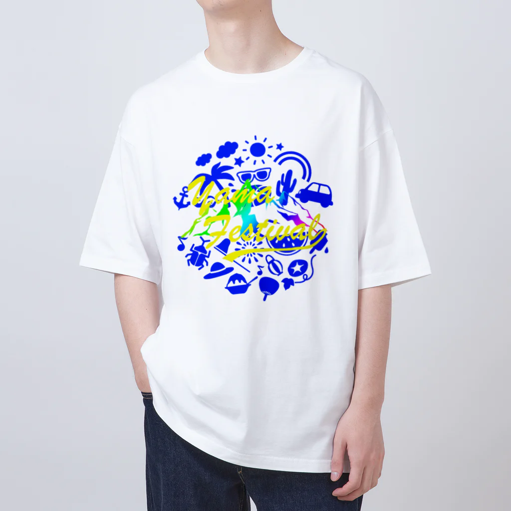 川上牧場のヤマフェスステッカー（青） Oversized T-Shirt