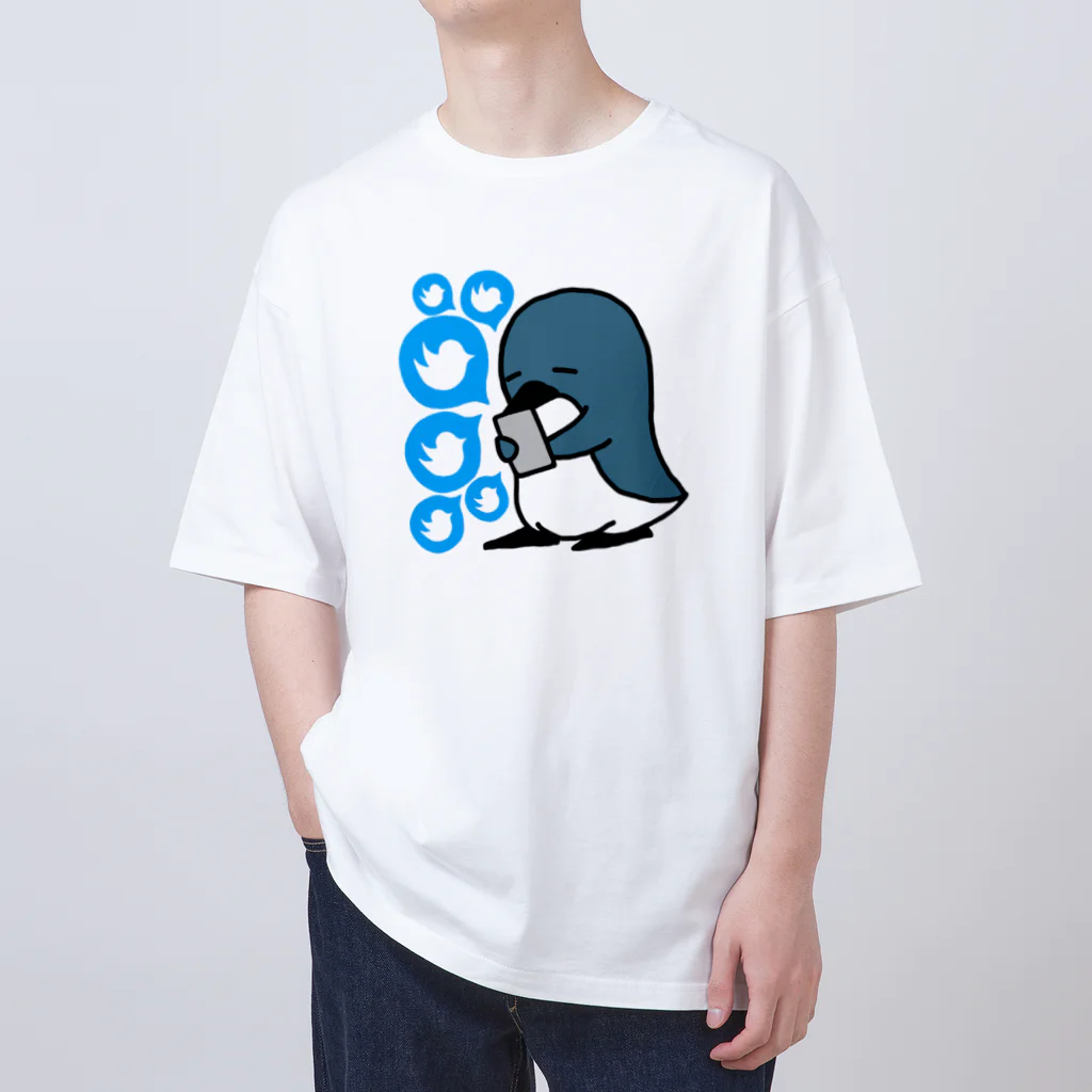 こへだの青い鳥を惜しむペンギン オーバーサイズTシャツ