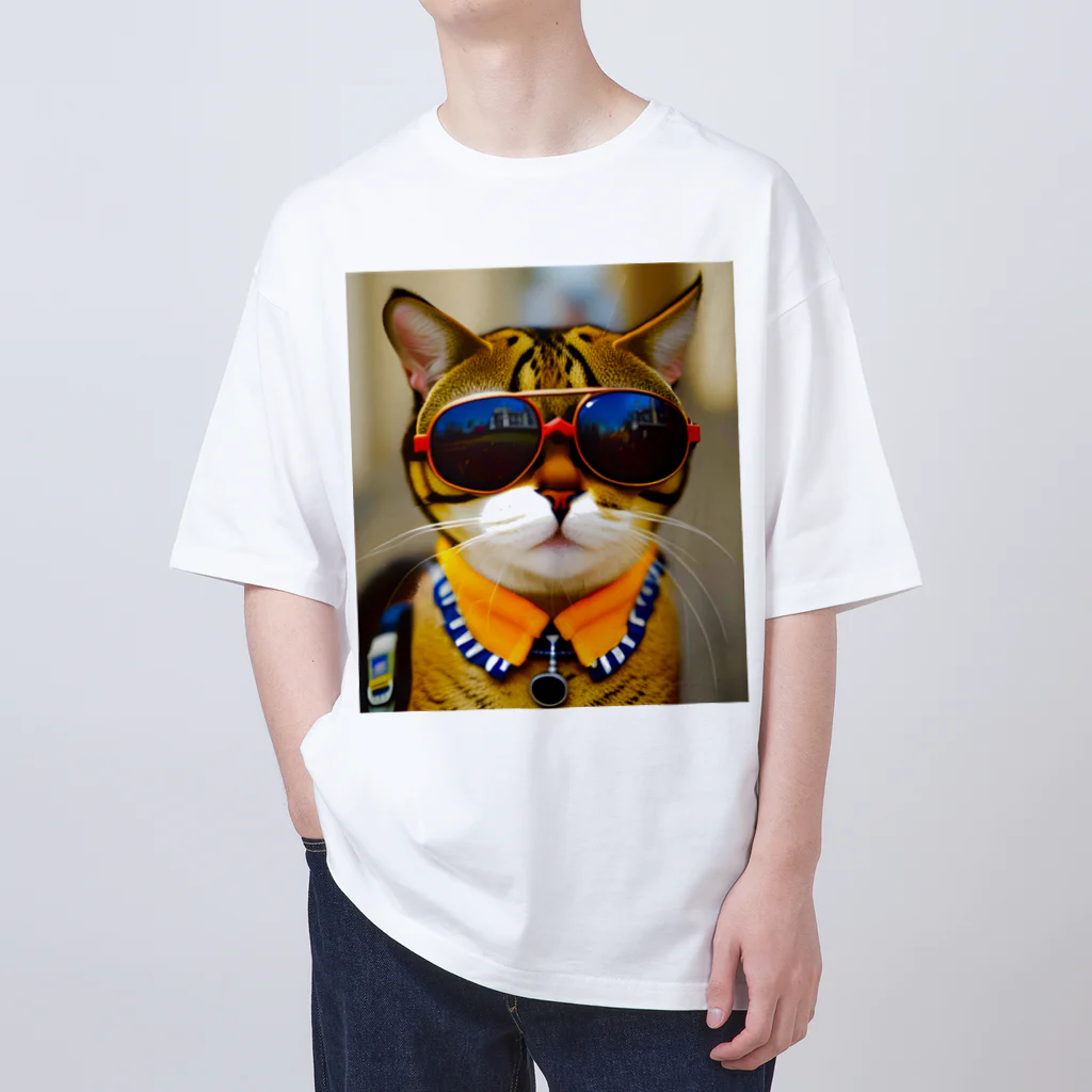 幻想的で創造的の猫にサングラス オーバーサイズTシャツ