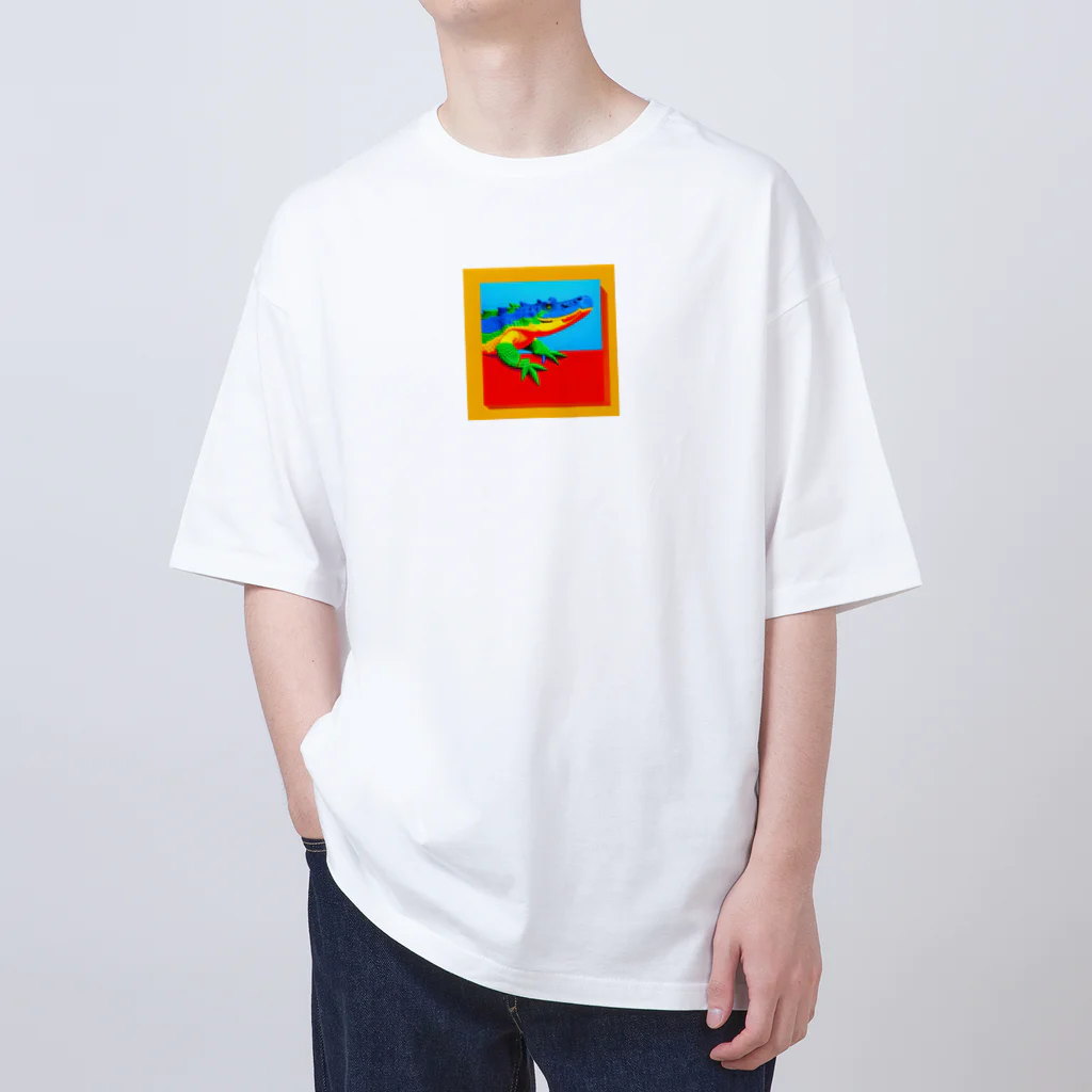 Ikujipappaのカラフルクロコダイル Oversized T-Shirt