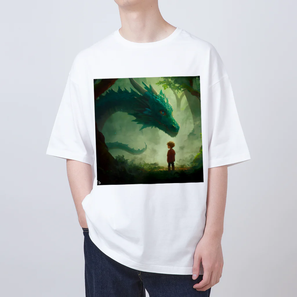 Wakuryuの八恩森の守り緑愛龍と少年 Oversized T-Shirt