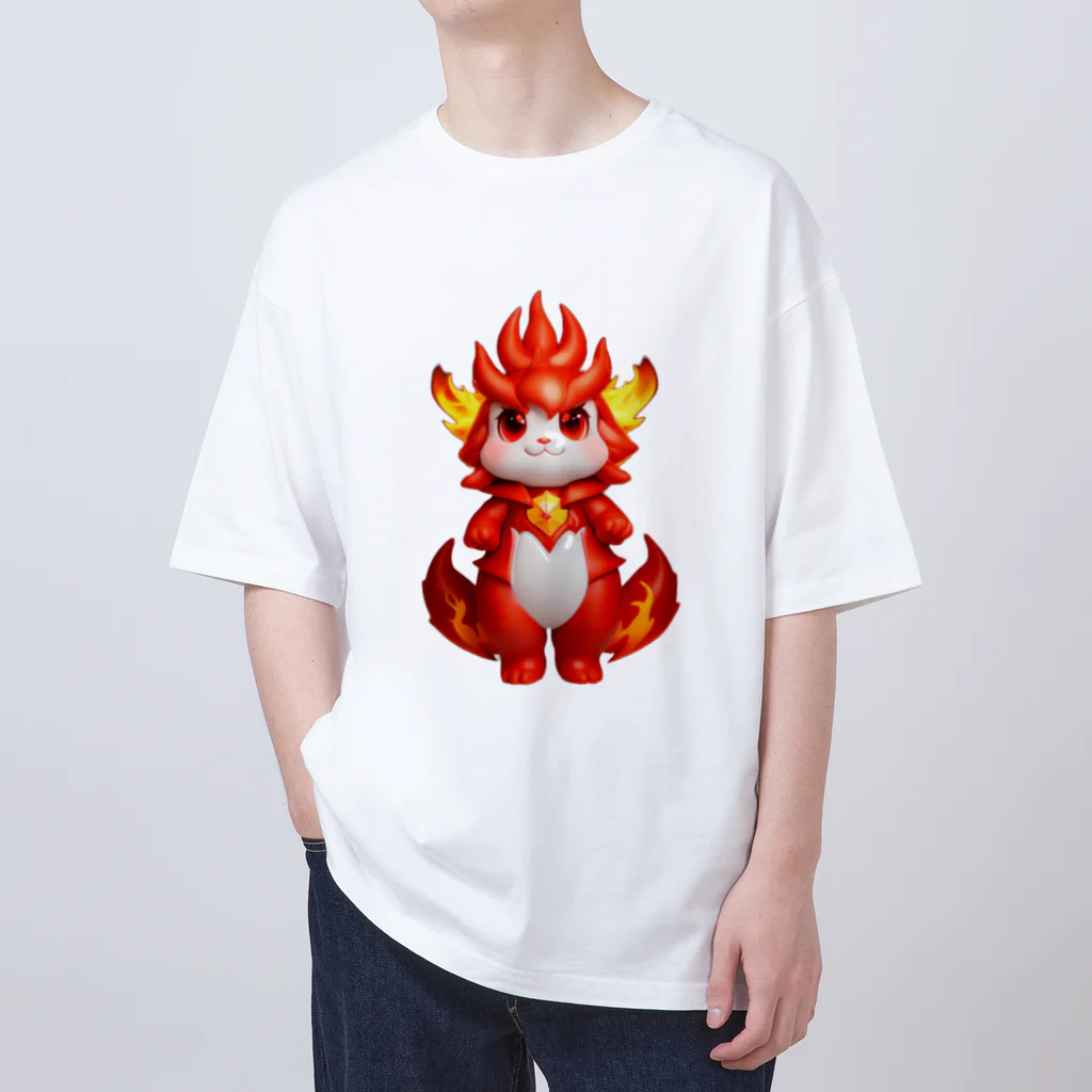 路傍の石のもふもふ村のファイアードラゴン オーバーサイズTシャツ