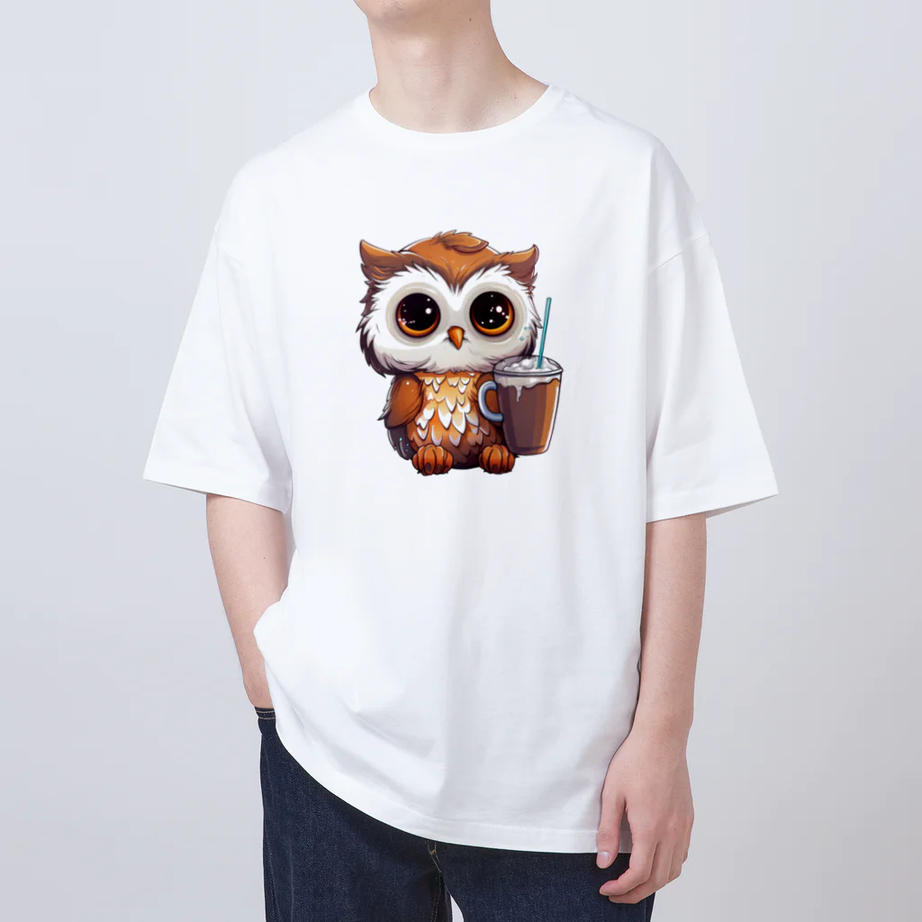 Vasetti_pressのフクロウとコーヒー オーバーサイズTシャツ