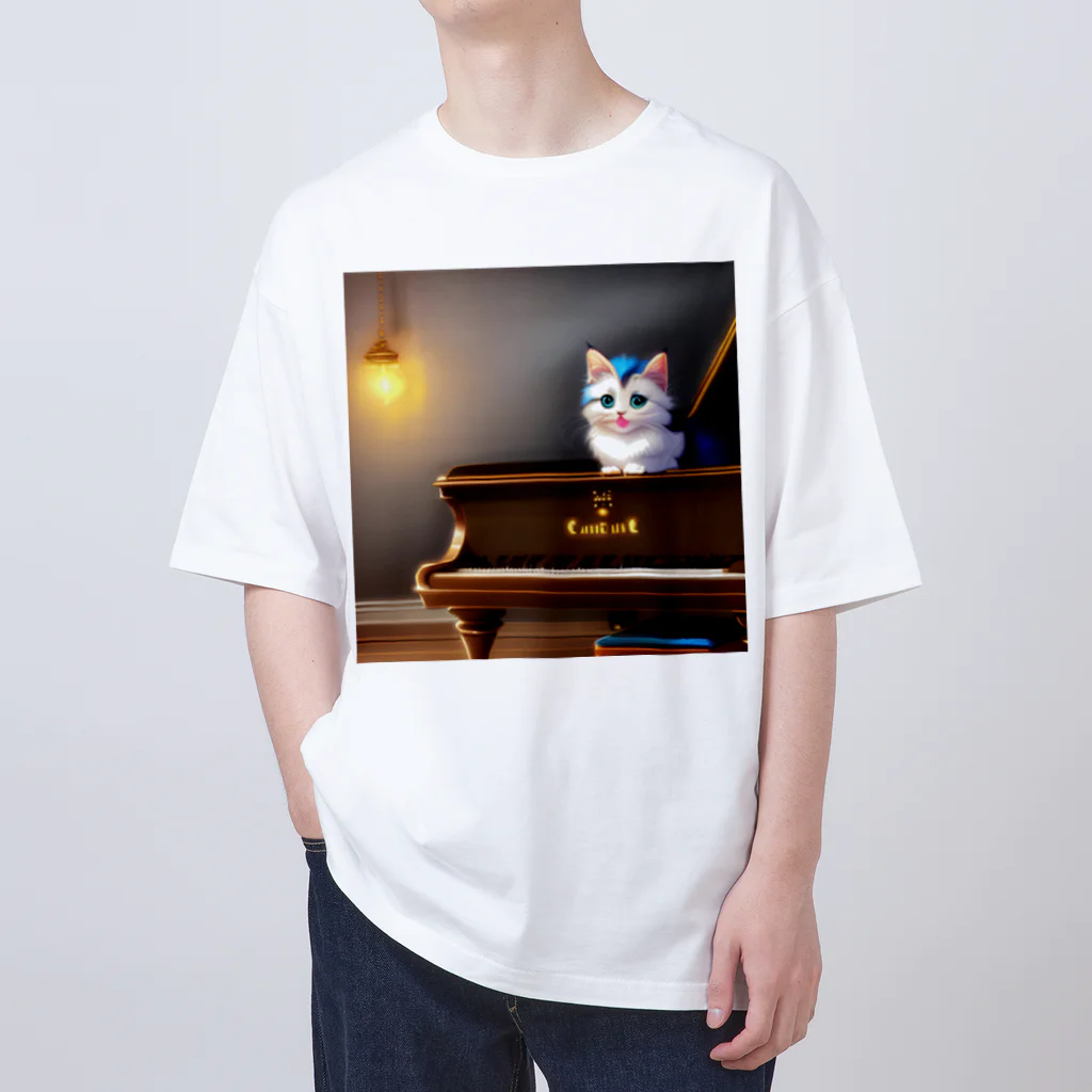 kitten pianistの子猫ピアニスト-2 オーバーサイズTシャツ