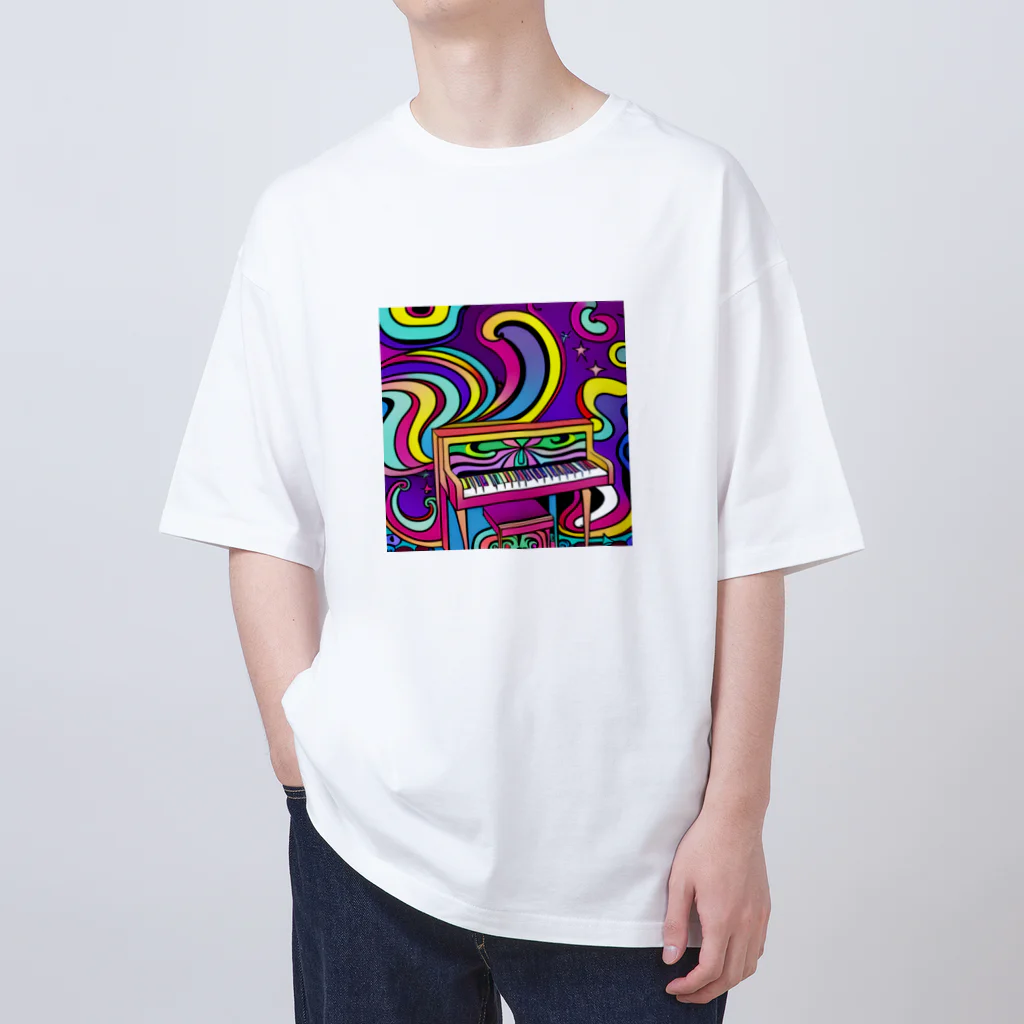 stugio_kの鮮やかなピアノ柄 Oversized T-Shirt