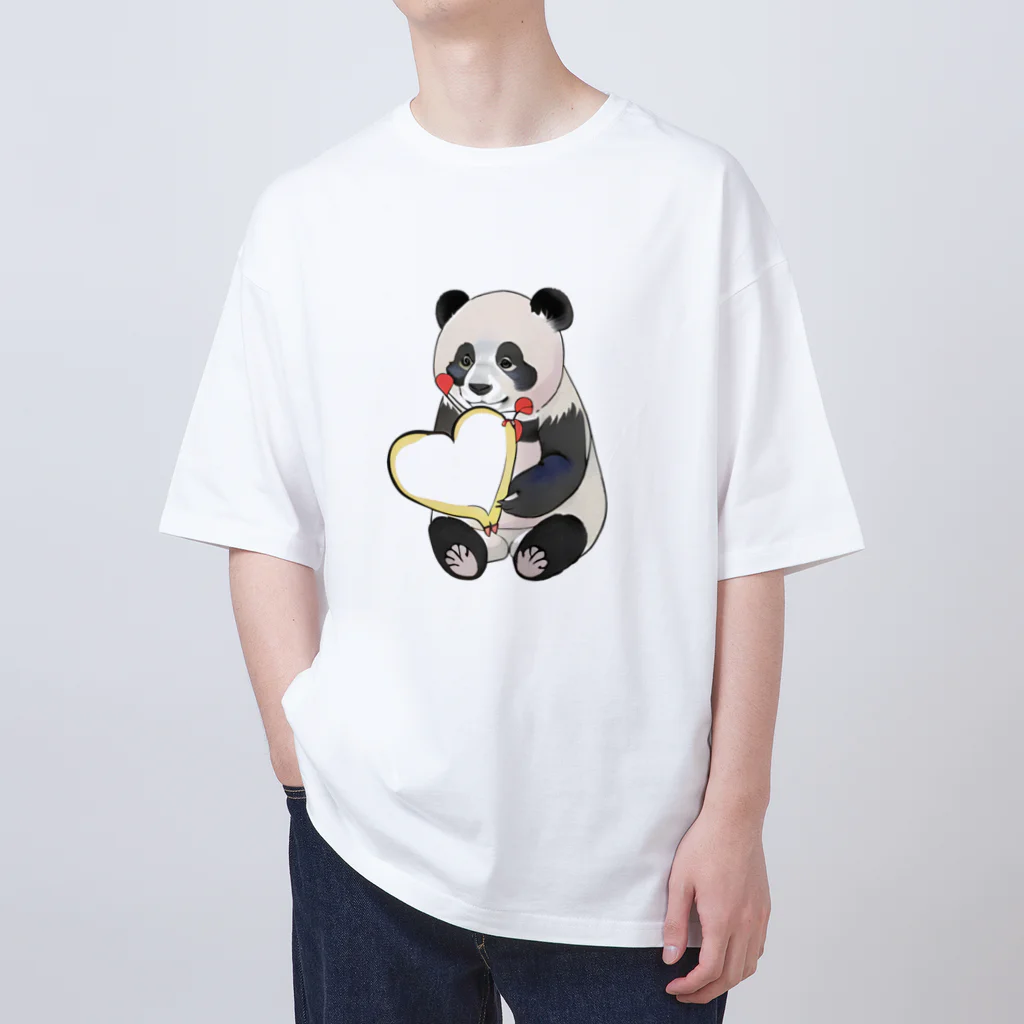 愛を届けるパンダの愛を送るパンダ オーバーサイズTシャツ