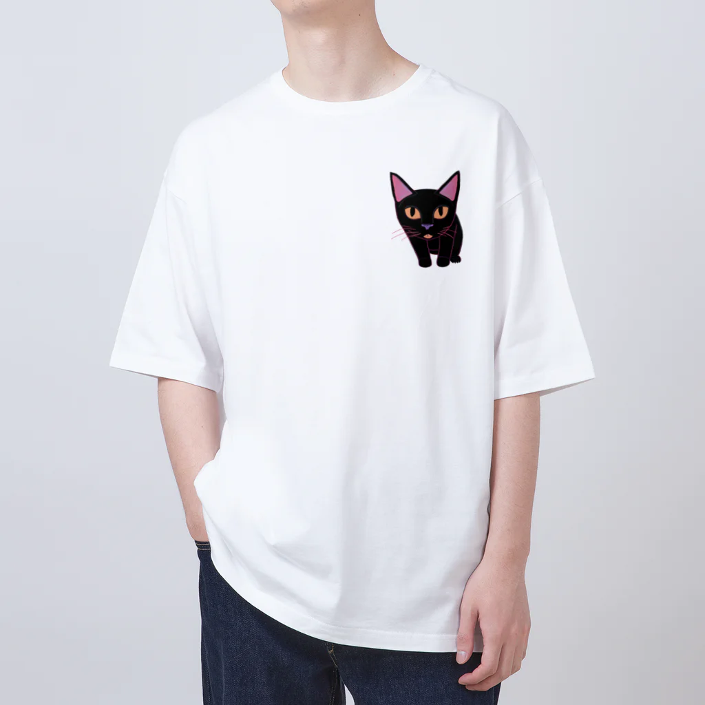 gatto solitario(物寂しげな猫)の黒猫 オーバーサイズTシャツ