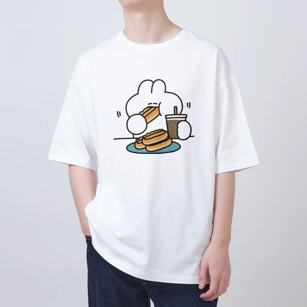 ナポリのSUZURIのホットドックとうさちゃん Oversized T-Shirt