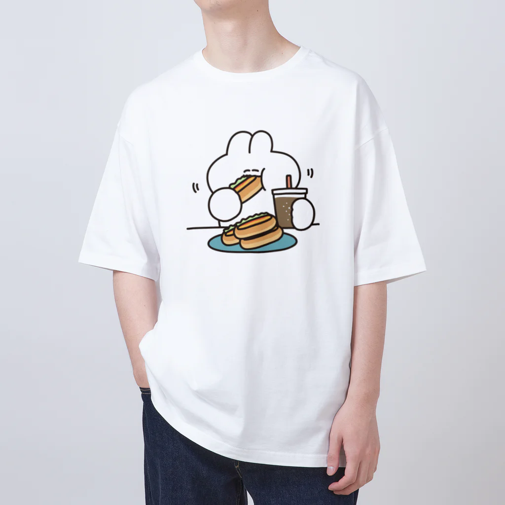 ナポリのSUZURIのホットドックとうさちゃん オーバーサイズTシャツ