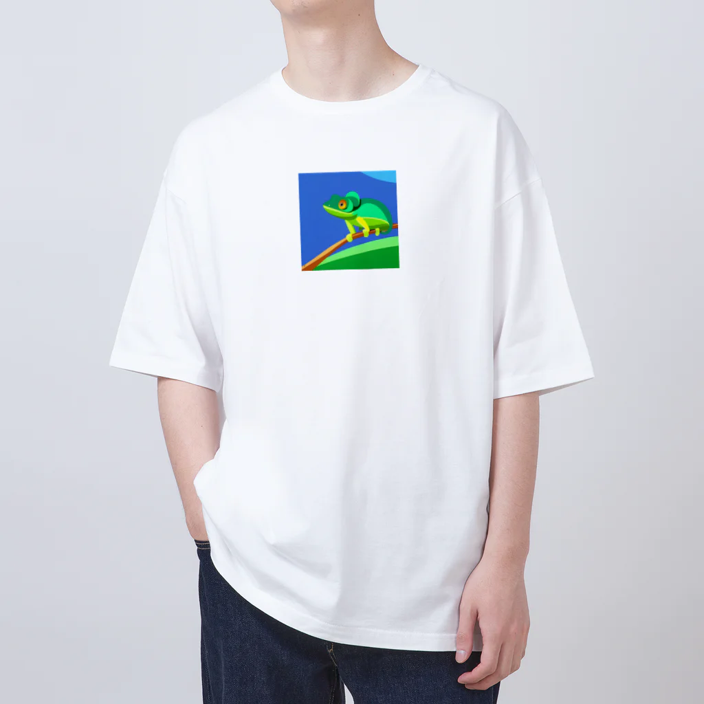 シンプルアニマル（カエル多め）のシンプルなカメレオン オーバーサイズTシャツ
